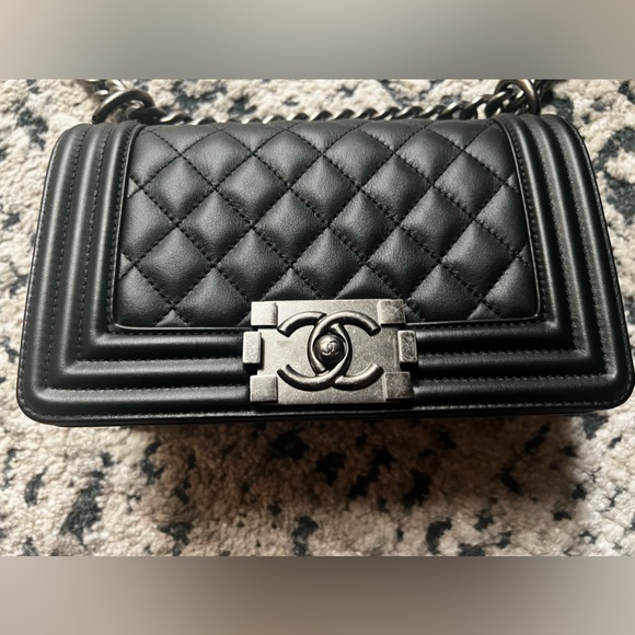 CHANEL Bags Authentic Chanel Boy Bag Black Rutheniumfinish Metal